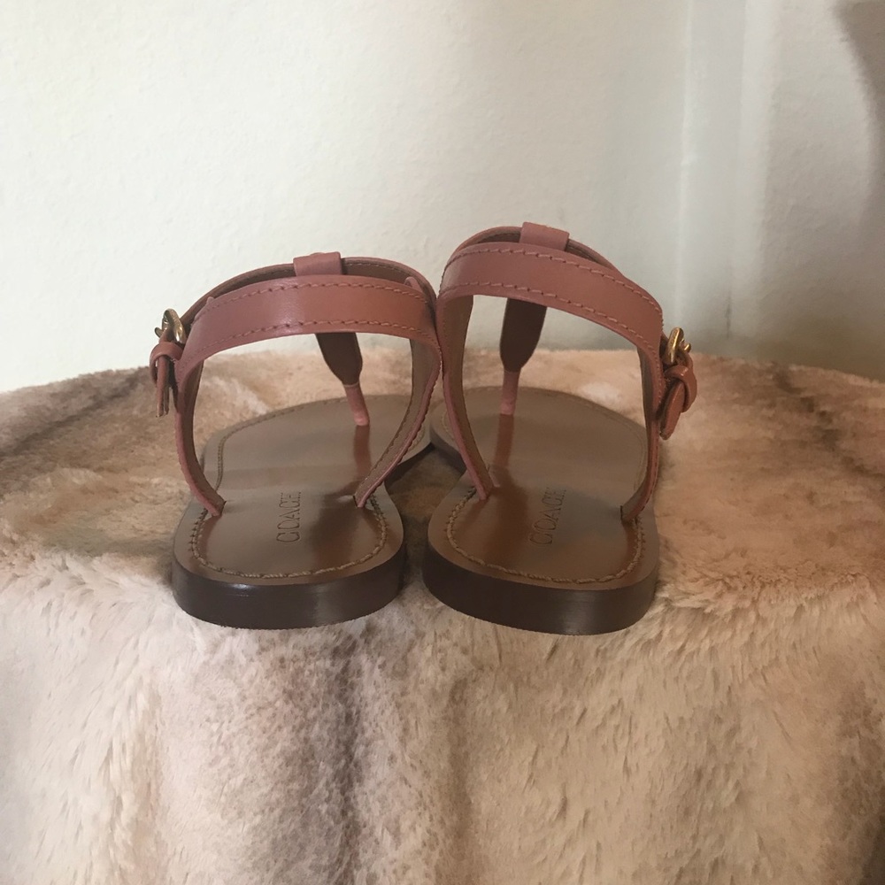 NEW COACH LEATHER T STRAPPED SANDALS - Picture 5 of 6